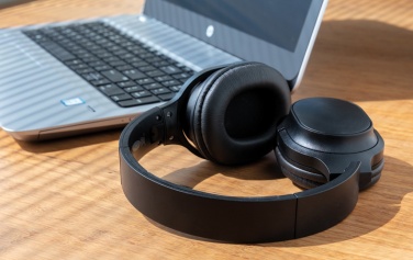 Logo trade business gifts image of: RCS recycled plastic Elite Foldable wireless headphone