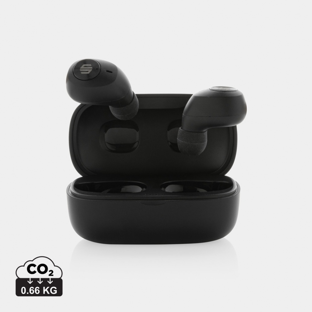 Logo trade promotional giveaways image of: Urban Vitamin Palm Springs RCS rplastic ENC earbuds