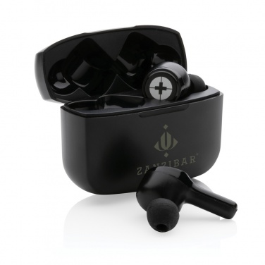 Logo trade promotional merchandise image of: RCS recycled plastic Swiss Peak ANC TWS earbuds