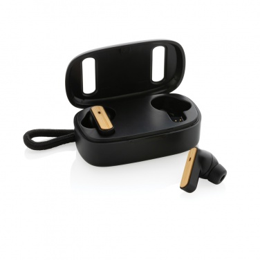 Logotrade promotional merchandise image of: RCS recycled plastic & bamboo TWS earbuds