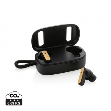 Logotrade promotional giveaway picture of: RCS recycled plastic & bamboo TWS earbuds