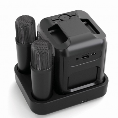 Logo trade promotional merchandise image of: Singvibe RCS recycled plastic karaoke set with double mic