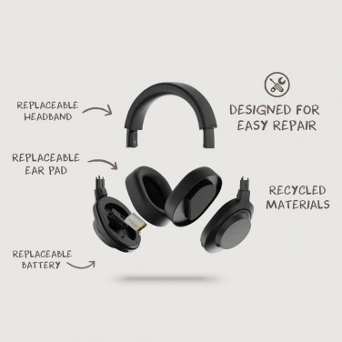 Logo trade promotional giveaways picture of: Irvine RCS recycled and repairable ANC wireless headphone