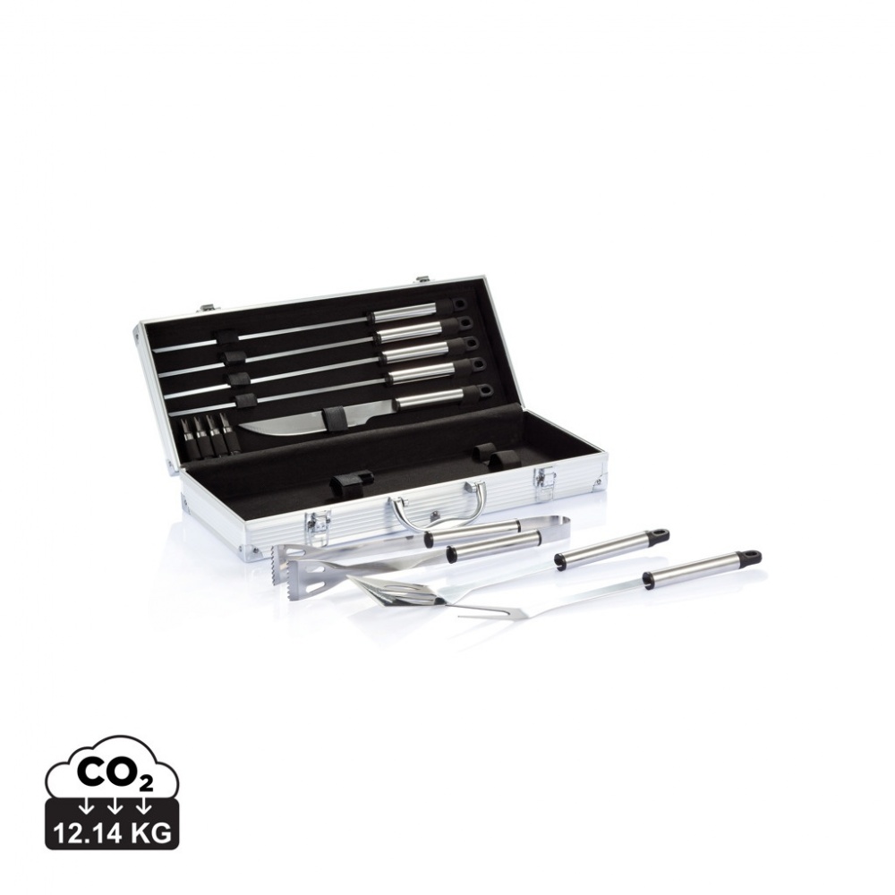 Logo trade promotional gift photo of: 12 pcs barbecue set in aluminium box