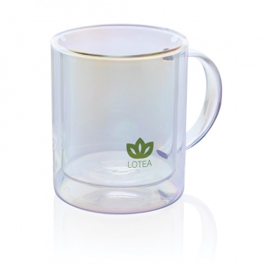 Logo trade promotional gifts picture of: Deluxe double wall electroplated glass mug