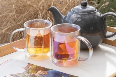 Logo trade advertising products picture of: Deluxe double wall electroplated glass mug
