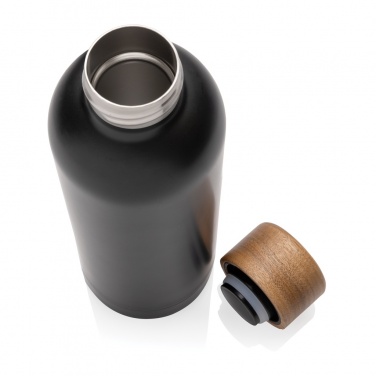 Logo trade promotional merchandise image of: Wood RCS certified recycled stainless steel vacuum bottle