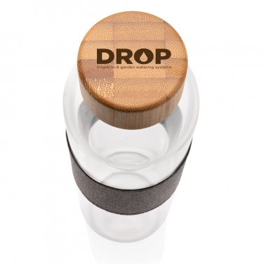 Logo trade promotional products image of: Impact borosilicate glass bottle with bamboo lid