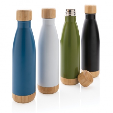 Logotrade advertising products photo of: Vacuum stainless steel bottle with bamboo lid and bottom