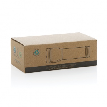 Logo trade business gifts image of: Lucid 3W RCS certified recycled plastic & bamboo torch