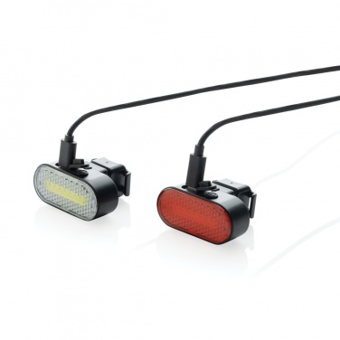 Logotrade advertising product image of: Lumino RCS recycled plastic USB re-chargeable bike light set