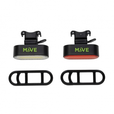 Logo trade advertising product photo of: Lumino RCS recycled plastic USB re-chargeable bike light set