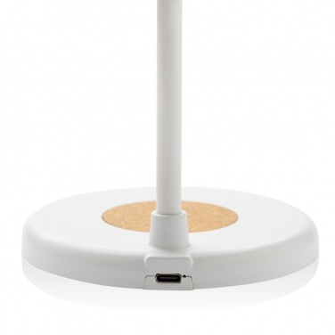 Logotrade promotional item picture of: Zenara RCS recycled plastic and cork 15W wireless desk lamp