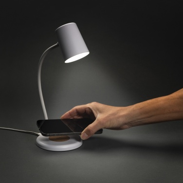 Logo trade promotional item photo of: Zenara RCS recycled plastic and cork 15W wireless desk lamp