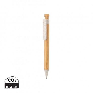 Logo trade advertising products image of: Bamboo pen with wheatstraw clip