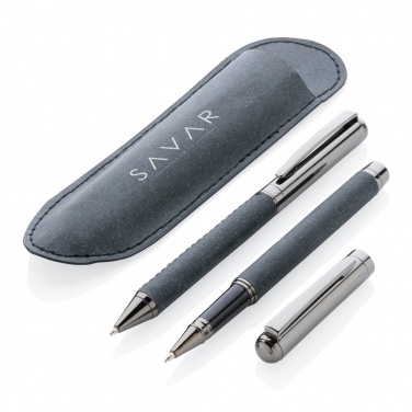 Logo trade advertising products image of: Recycled leather pen set