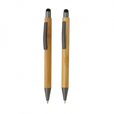 Logo trade promotional gift photo of: Bamboo modern pen set in box