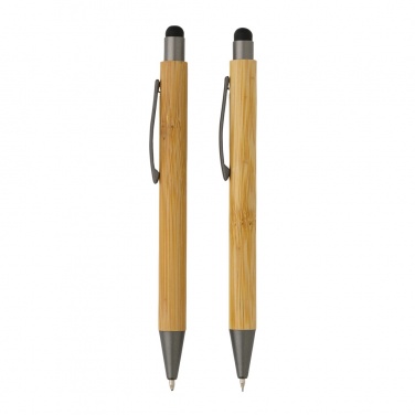 Logo trade advertising product photo of: Bamboo modern pen set in box