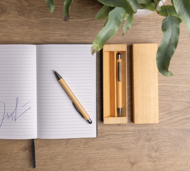 Logotrade promotional merchandise image of: Bamboo modern pen set in box