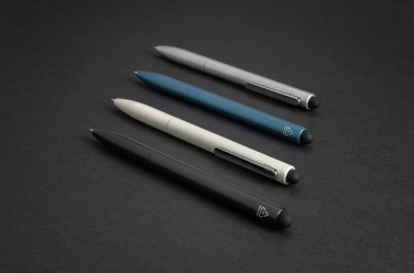 Logo trade business gifts image of: Kymi RCS certified recycled aluminium pen with stylus