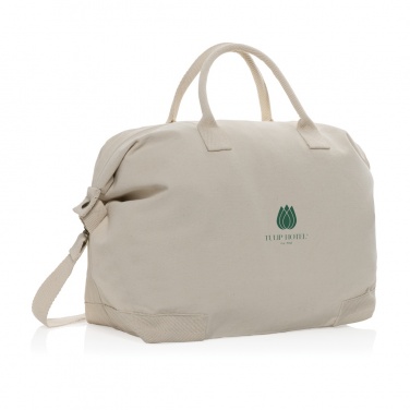Logo trade promotional merchandise image of: Kezar AWARE™ 500 gsm recycled canvas deluxe weekend bag