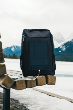Logo trade promotional giveaway photo of: Pedro AWARE™ RPET deluxe backpack with 5W solar panel