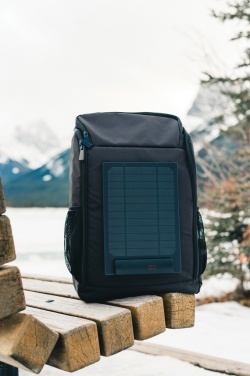 Logo trade advertising products picture of: Pedro AWARE™ RPET deluxe backpack with 5W solar panel