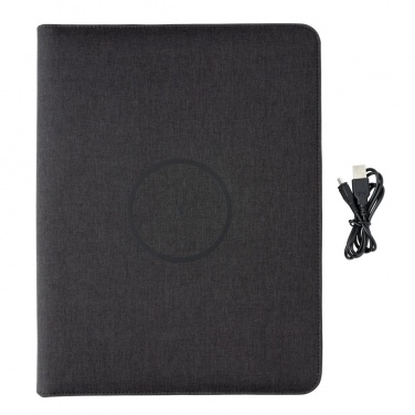 Logo trade promotional products image of: Air 5W wireless charging portfolio A4 w/ 5000 mAh powerbank