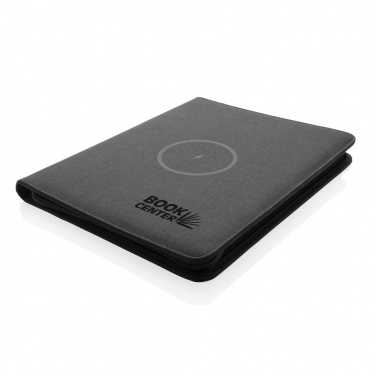 Logo trade promotional item photo of: Air 5W wireless charging portfolio A4 w/ 5000 mAh powerbank