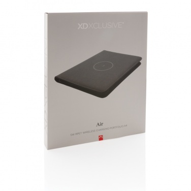 Logo trade promotional items image of: Air 5W wireless charging portfolio A4 w/ 5000 mAh powerbank