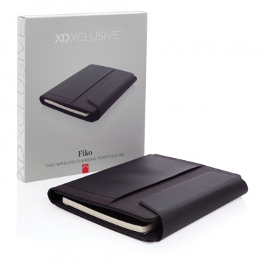 Logotrade advertising product picture of: Fiko wireless charging A5 portfolio with powerbank