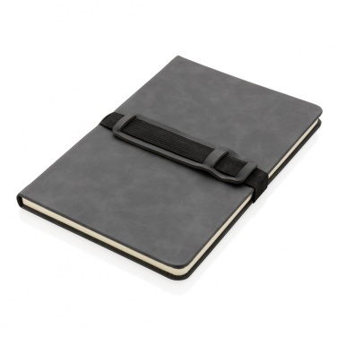 Logo trade promotional products picture of: Deluxe hardcover PU notebook A5 with phone and pen holder
