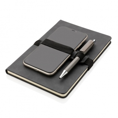 Logotrade promotional item picture of: Deluxe hardcover PU notebook A5 with phone and pen holder