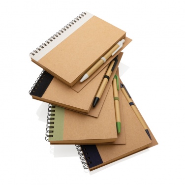 Logo trade promotional merchandise image of: Kraft spiral notebook with pen