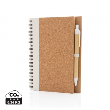 Logo trade promotional merchandise picture of: Cork spiral notebook with pen