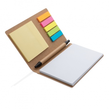 Logo trade promotional items picture of: Kraft sticky notes A6 booklet with pen