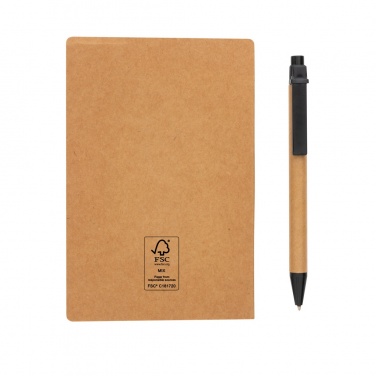Logo trade promotional gifts image of: Kraft sticky notes A6 booklet with pen