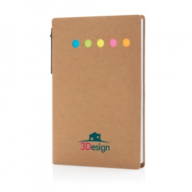 Logotrade corporate gift image of: Kraft sticky notes A6 booklet with pen
