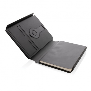 Logotrade promotional item picture of: Swiss Peak RCS rePU notebook with 2-in-1 wireless charger