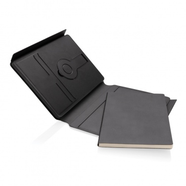 Logo trade promotional giveaways image of: Swiss Peak RCS rePU notebook with 2-in-1 wireless charger