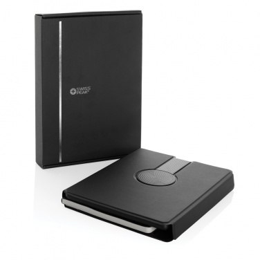 Logotrade promotional items photo of: Swiss Peak RCS rePU notebook with 2-in-1 wireless charger