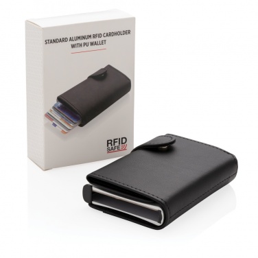 Logo trade promotional giveaways image of: Standard aluminium RFID cardholder with PU wallet