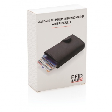 Logo trade promotional merchandise photo of: Standard aluminium RFID cardholder with PU wallet