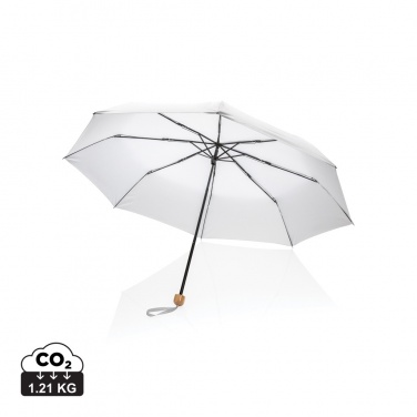 Logo trade advertising product photo of: 20.5" Impact AWARE™ RPET 190T Pongee bamboo mini umbrella