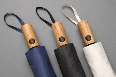 Logo trade promotional items picture of: Kaycey 21" AWARE™ RPET Acacia wood mini auto open umbrella