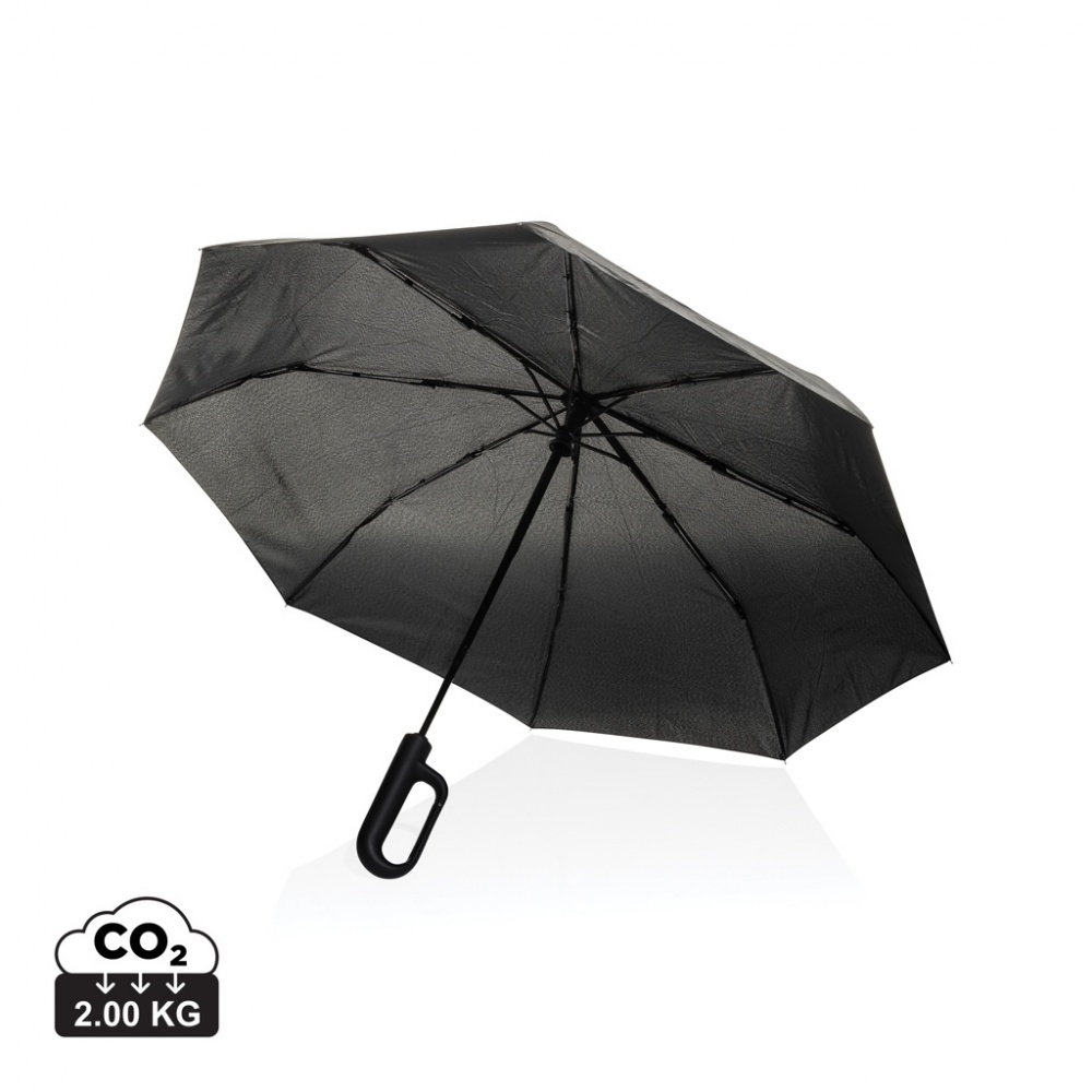Logo trade business gifts image of: Yara 21" AWARE™ RPET solid colour umbrella with carabiner