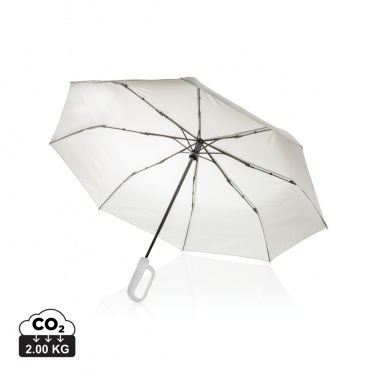 Logo trade promotional merchandise image of: Yara 21" AWARE™ RPET solid colour umbrella with carabiner