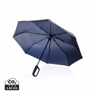 Logo trade business gifts image of: Yara 21" AWARE™ RPET solid colour umbrella with carabiner