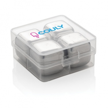 Logo trade promotional giveaway photo of: Re-usable stainless steel ice cubes 4pc