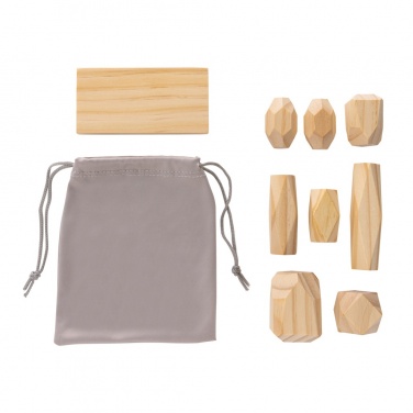 Logo trade promotional merchandise image of: Ukiyo Crios wooden balancing rocks in pouch